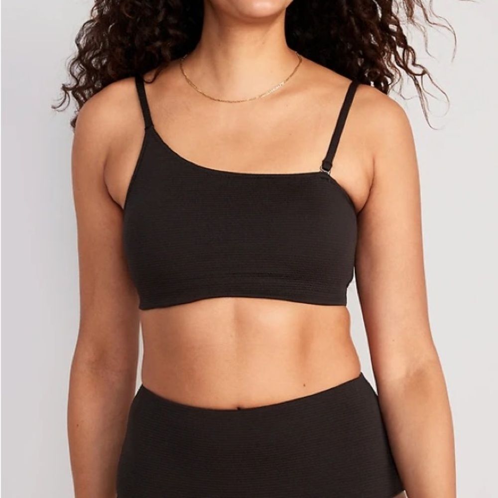 Old Navy Pucker Convertible One Strap Bandeau Bikini Two Piece Black Size XL/XXL - Picture 12 of 14